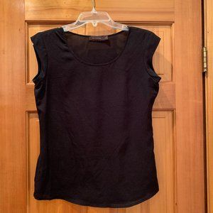 Black X-Small Work Blouse Scoop Neck The Limited
